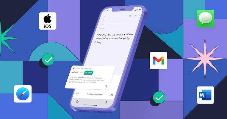 ilustrasi aplikasi Grammarly di iPhone (grammarly.com)