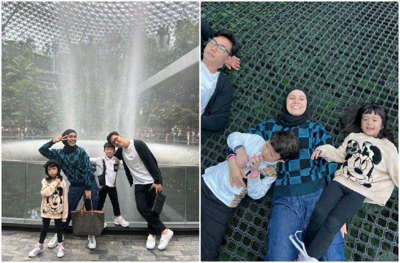 10 Potret Keluarga Nycta Gina Menjelajah Changi Airport