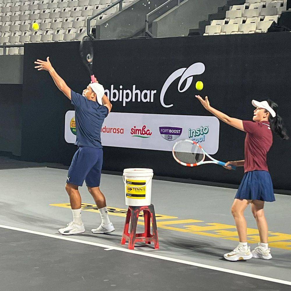potret Ibnu Jamil dan Ririn Ekawati jajal lapangan sebelum tanding The Juara (instagram.com/jebreeetmedia)