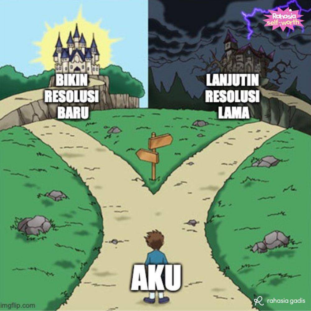 Meme dua pilihan (instagram.com/rahasiagadis)