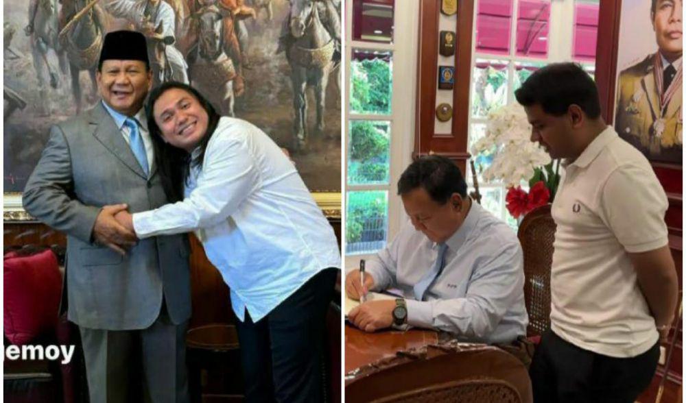 9 Potret Keanu dan Fadil Jaidi Ketemu Prabowo, Sama-sama Dapat Buku