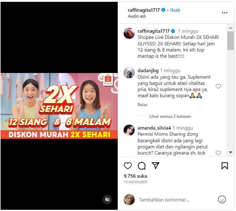 Tangkapan layar Instagram Raffi Ahmad (Sumber: Instagram @raffinagita1717)
