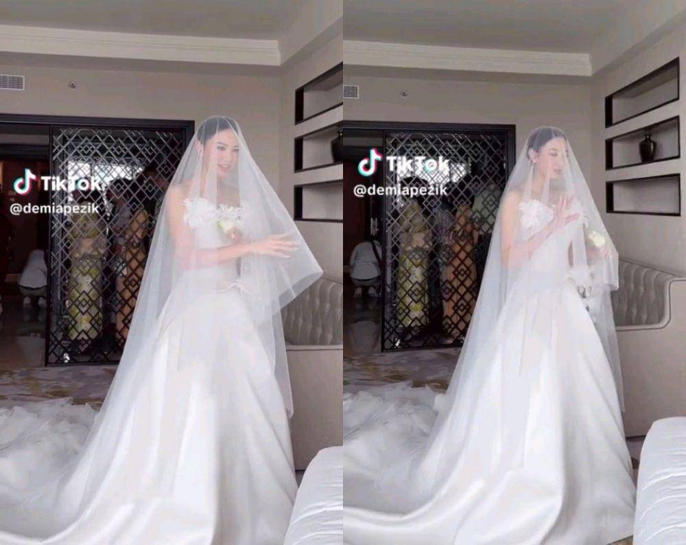 Gaun pemberkatan Shanju (tiktok.com/@demiapezik)