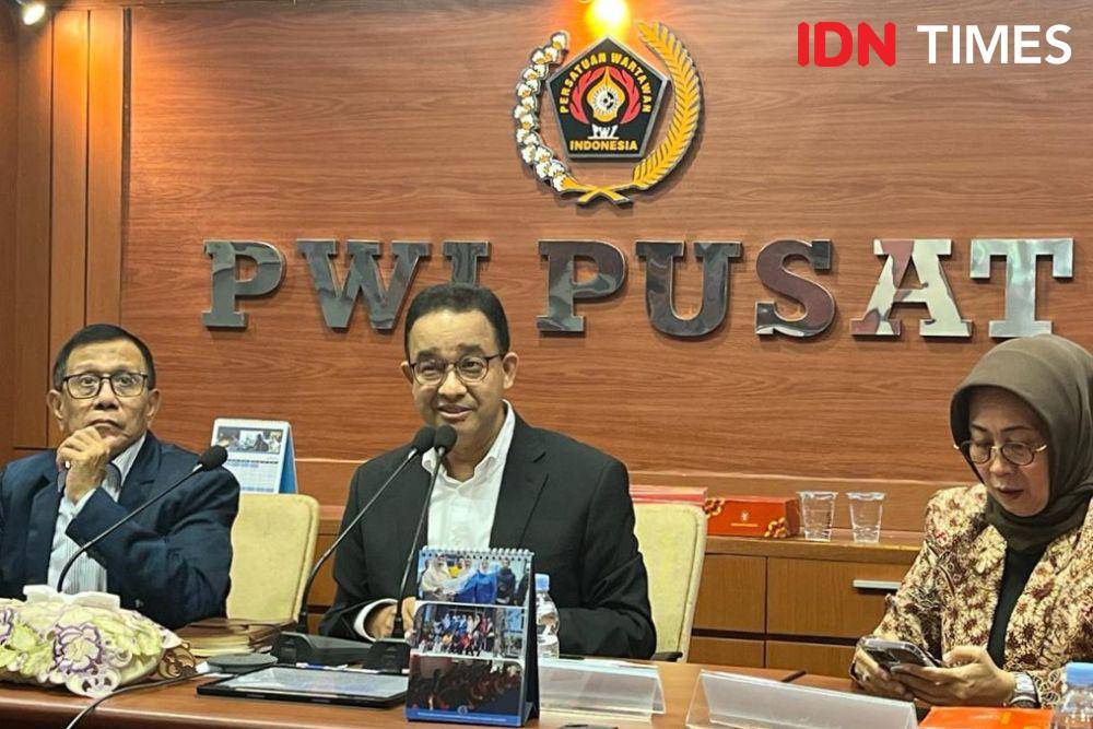 Calon Presiden Nomor Urut 1, Anies Baswedan, dalam Dialog Pers dan Calon Presiden bersama PWI, Jumat (1/12/2023). (IDN Times/Uni Lubis)