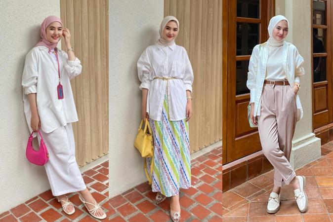 13 Inspirasi Outfit Kerja Nuansa Putih ala Intan Ghazella, Clean Look!