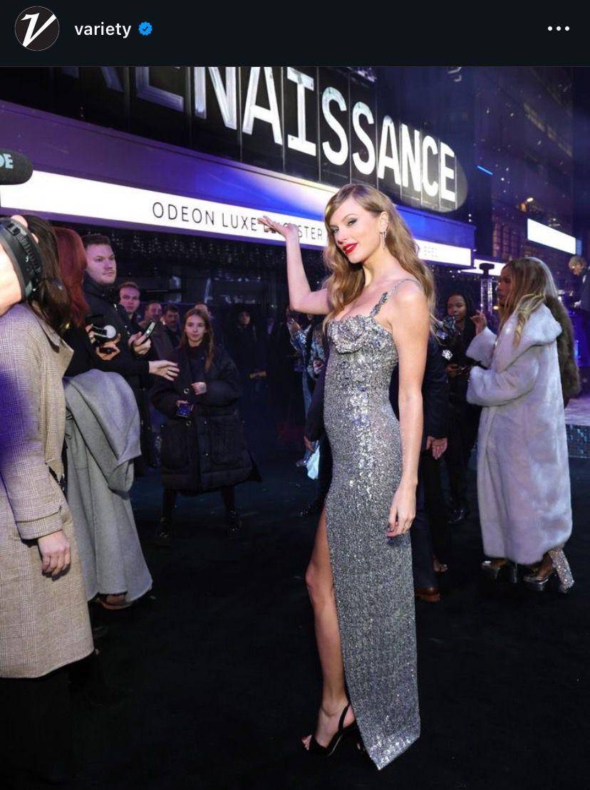 potret Taylor Swift di premier film Reinassance (instagram.com/variety | instagram.com/taylorwift)