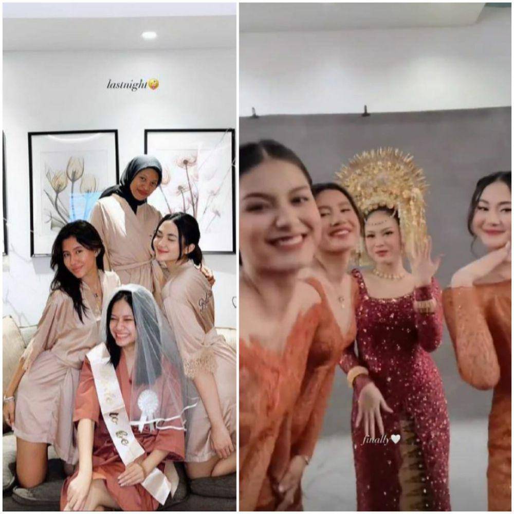 potret bridesmaid dan groomsmen di pernikahan Hanggini dan Luthfi (instagram.com/zahwaqilah)
