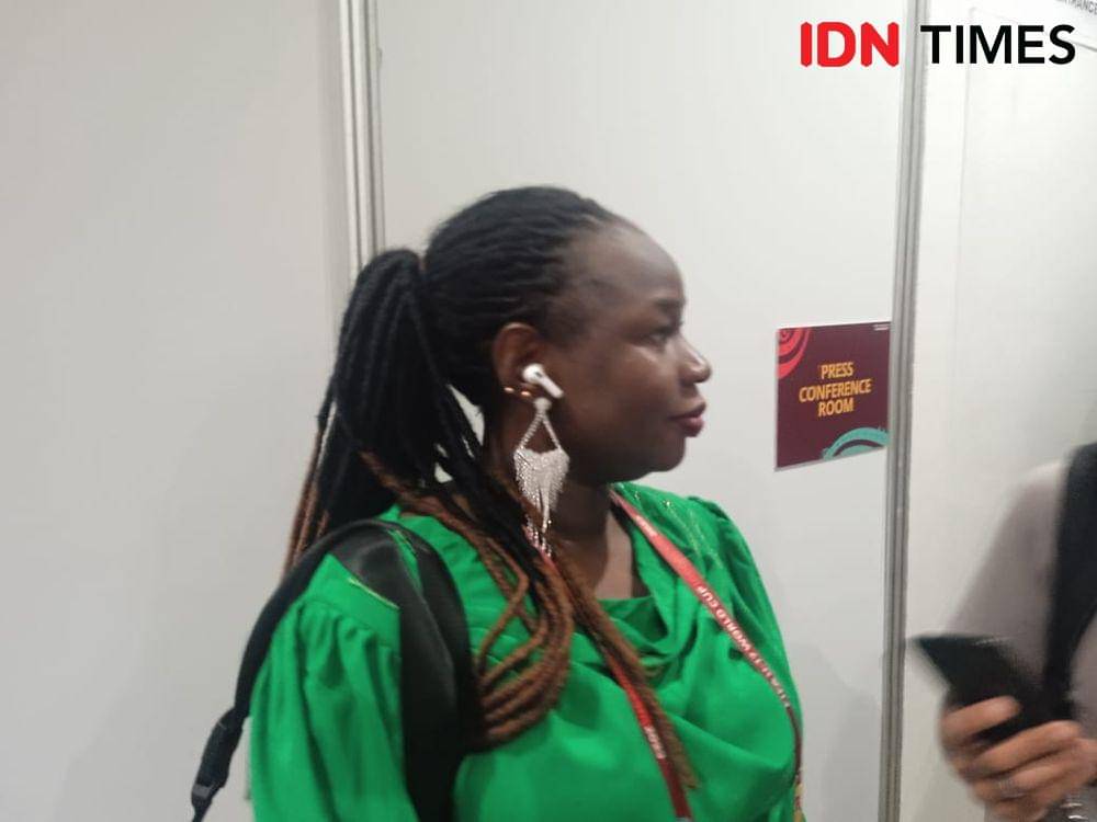 Jurnalis asal Mali, Kadiatou Bagayoko, liputan Piala Dunia U-17 2023. (IDN Times/Sandy Firdaus)