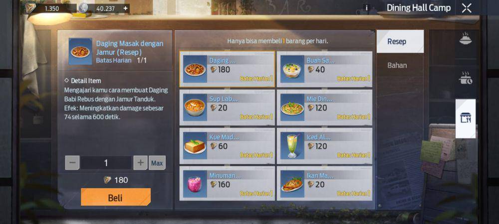 Toko Dining Hall Camp Undawn (dok. Tencent Games/Undawn)