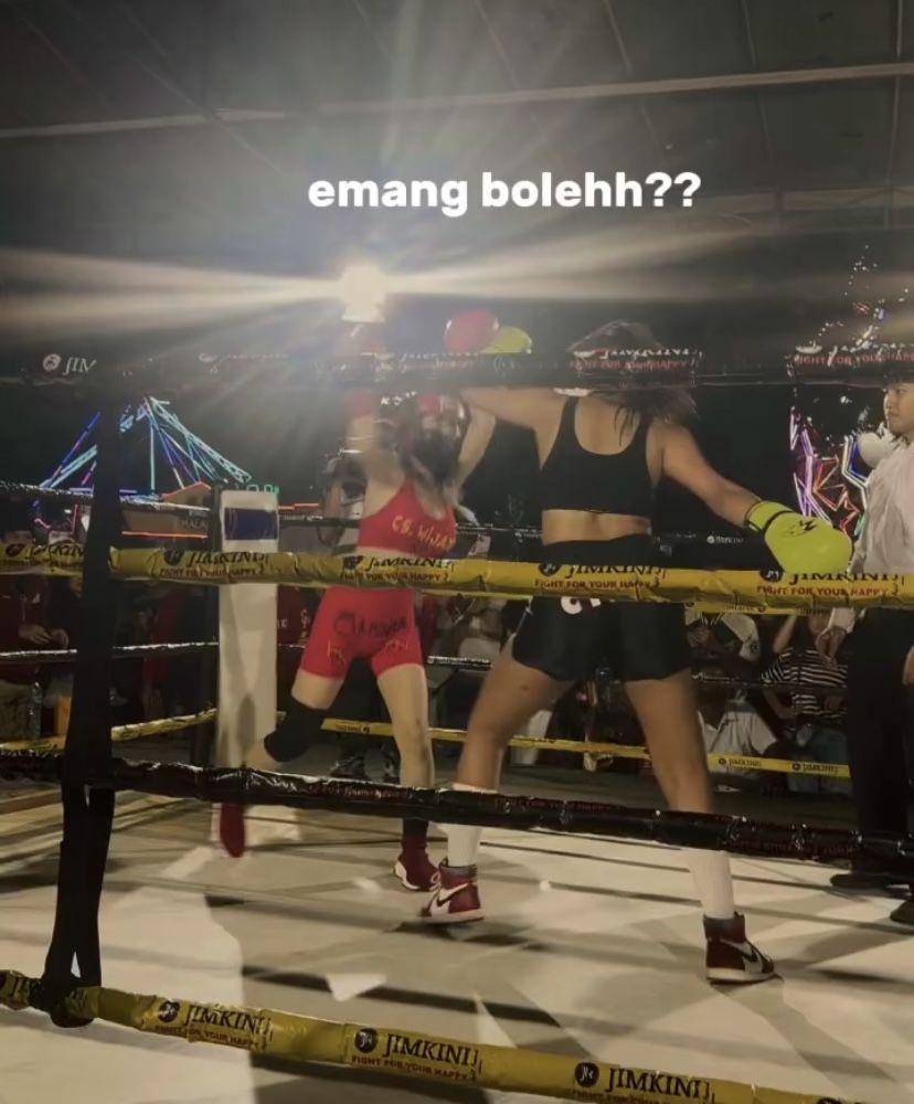 potret Millen Cyrus menang tinju lawan Sunny Wijaya (Instagram.com/millencyrus)