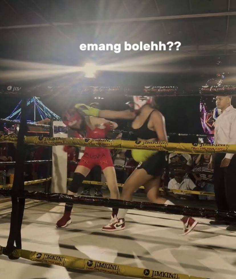 potret Millen Cyrus menang tinju lawan Sunny Wijaya (Instagram.com/millencyrus)