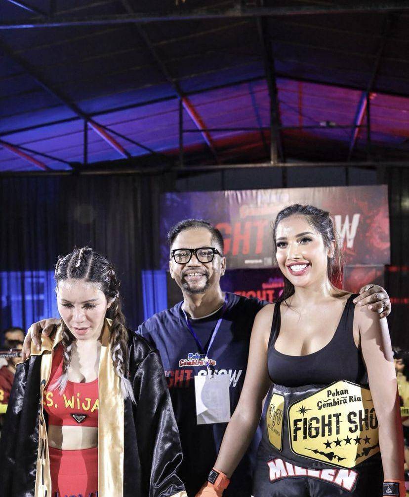 potret Millen Cyrus menang tinju lawan Sunny Wijaya (Instagram.com/millencyrus)