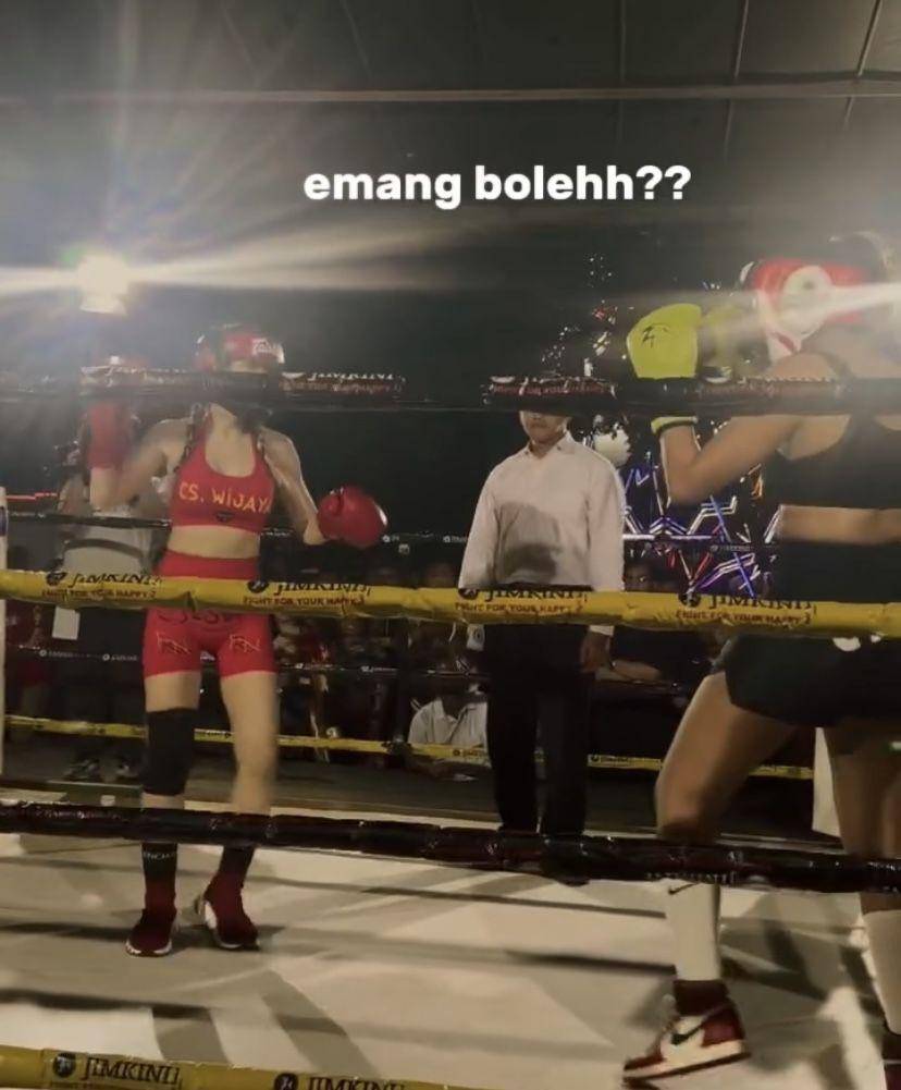potret Millen Cyrus menang tinju lawan Sunny Wijaya (Instagram.com/millencyrus)