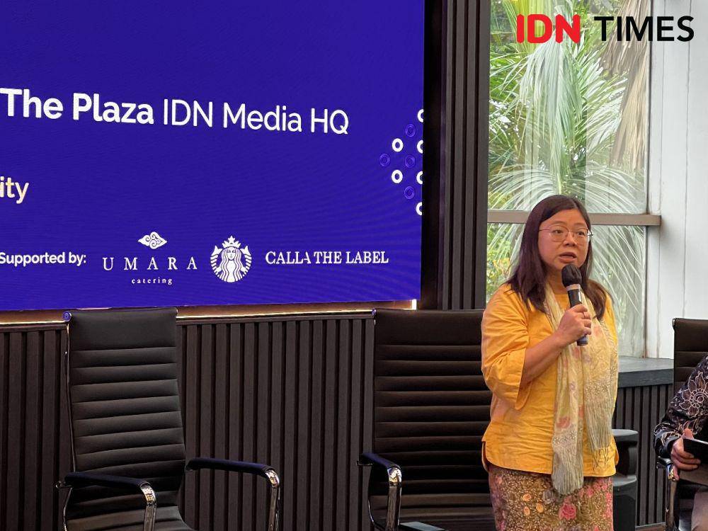 Ketua Komnas Perempuan Andy Yentriyani di Kantor IDN Media, Gatot Subroto, Jakarta Pusat, Senin (4/12/2023) (IDN Times/Amara Zahra)