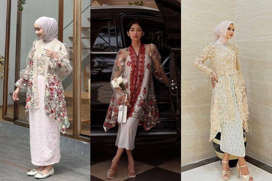 Kebaya floral brokat (instagram.com/ravalsaa | instagram.com/papisels | instagram.com/ratubalqis.t)