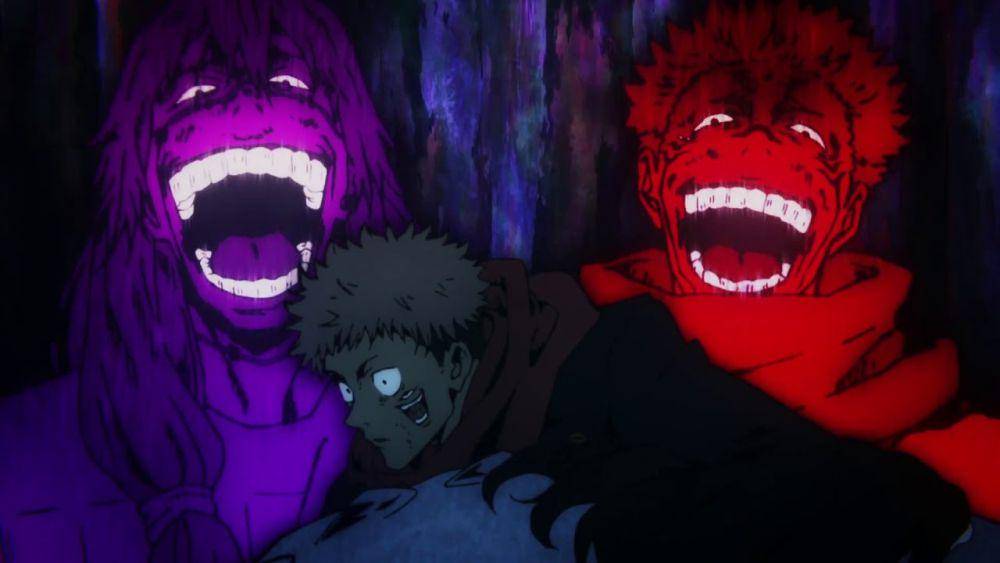 Yuji dirundung oleh Sukuna dan Mahito. (dok. MAPPA/Jujutsu Kaisen)
