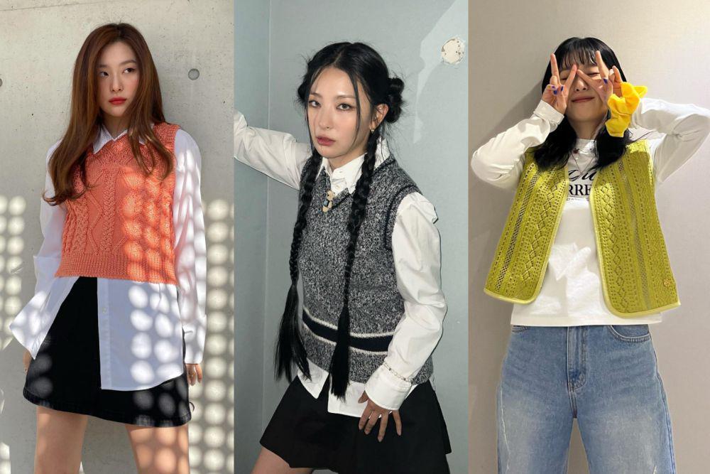 10 Ide Padu Padan Vest ala Seulgi Red Velvet, Bikin Look Makin Stylish