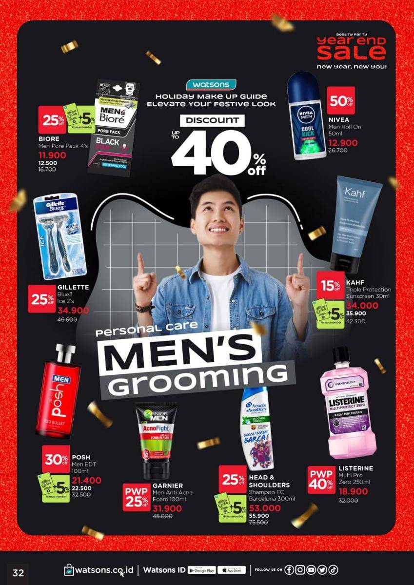 Promo Skincare dan Grooming Pria Desember 2023 (Dok. Katalog Promosi Watsons Periode 27 November 2023 sampai 1 Januari 2024)