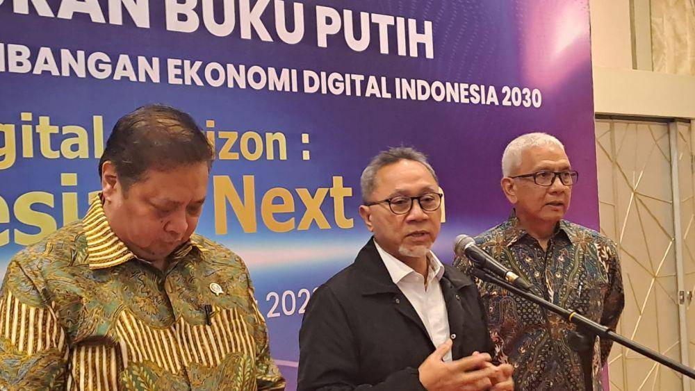 Konferensi Pers Acara Peluncuran Buku Putih Pengembangan Ekonomi Digital. (IDN Times/Triyan)