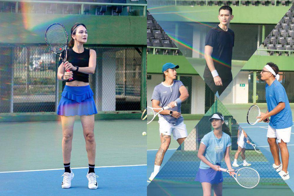 potret Luna Maya dan tim merah latihan tenis untuk sport party (instagram.com/lunamaya)