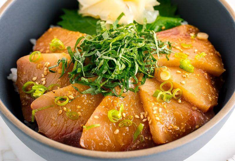 Marinated hamachi-don (justonecookbook.com)