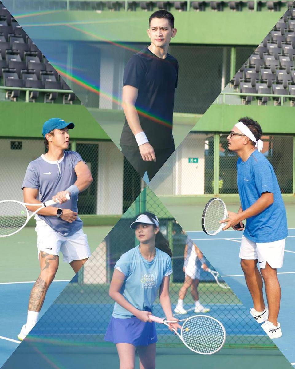 potret Luna Maya dan tim merah latihan tenis untuk sport party (instagram.com/lunamaya)