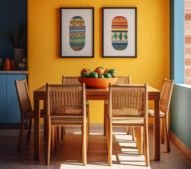 ilustrasi ruang makan dengan palet warna kuning (freepik.com/freepik)