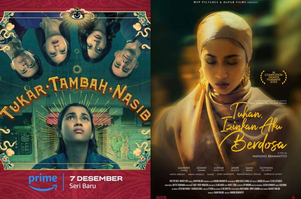Film Aghniny Haque adaptasi novel (dok. MVP Pictures / Tuhan, Izinkan Aku Berdosa | dok. Falcon Pictures / Tukar Tambah Nasib)