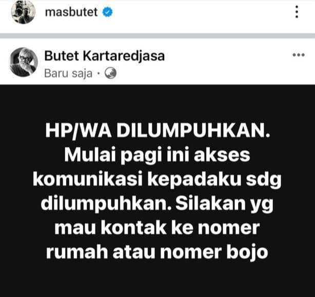 Unggahan Butet (Instagram/masbutet)