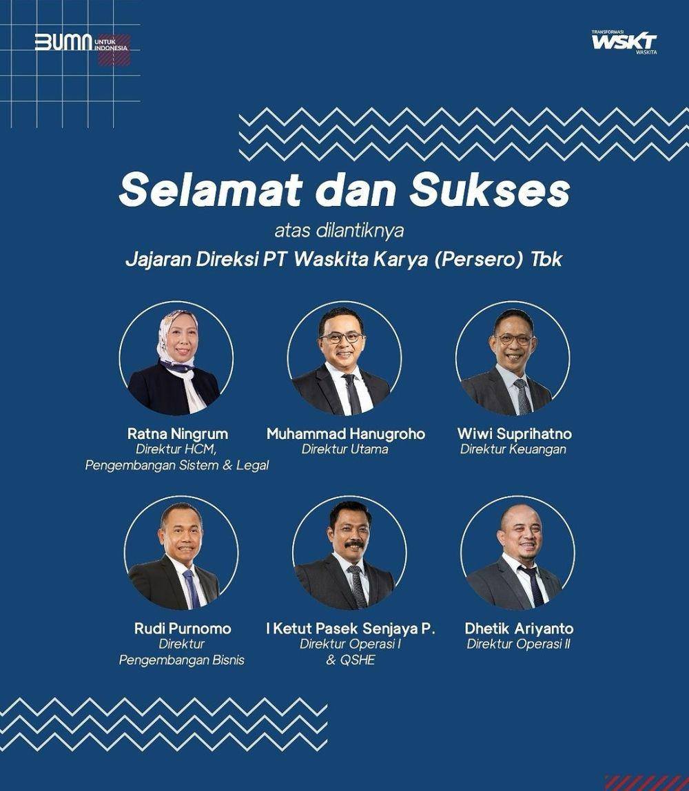 Direksi baru PT Waskita Karya usai digelar RUPS pada 8 Desember 2023. (www.instagram.com/@waskita_karya)