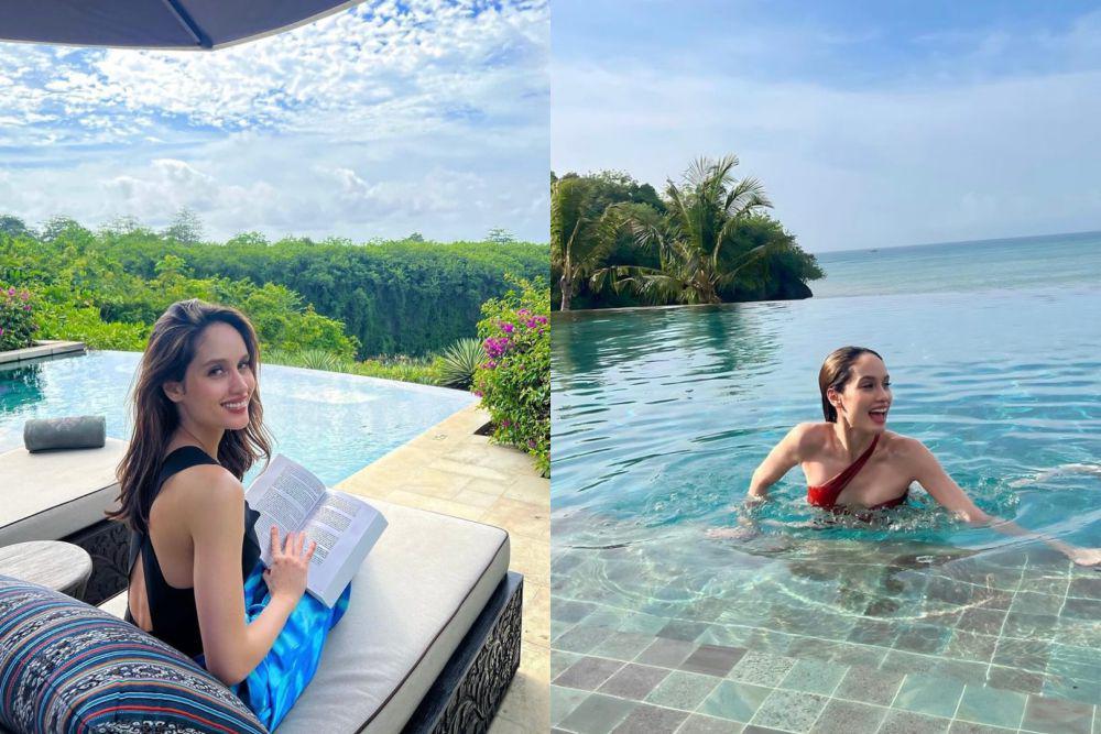 9 Potret Liburan Cinta Laura di Bali, Berenang hingga Bersantai!