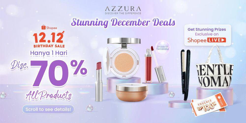 Promo skincare dan makeup 12.12. (shopee.co.id/azzuraofficialshop)