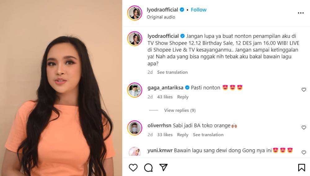 Posting-an Lyodra (instagram.com/lyodraofficial)