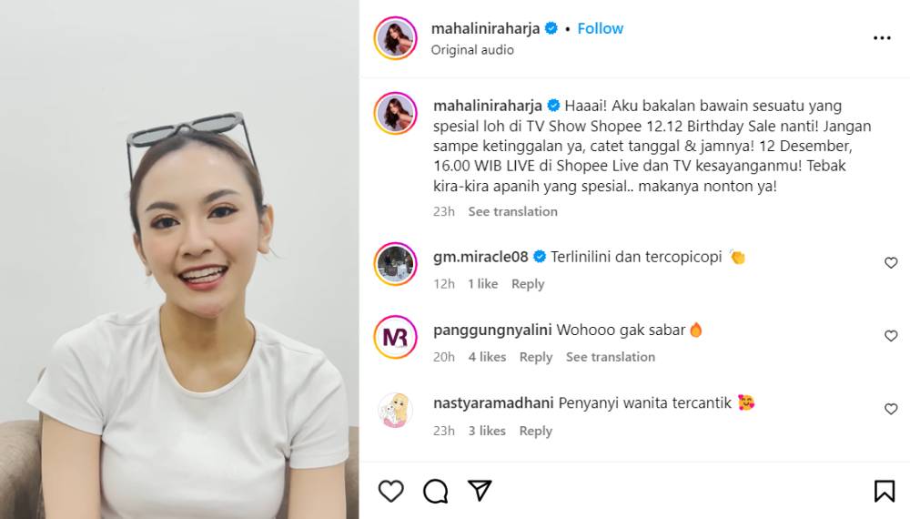 Posting-an Mahalini (instagram.com/mahaliniraharja)