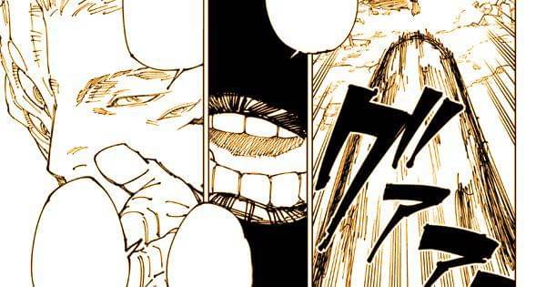 Mulut kedua Sukuna melafalkan mantera penguat Dismantle( Dok. Shueisha / Jujutsu Kaisen )