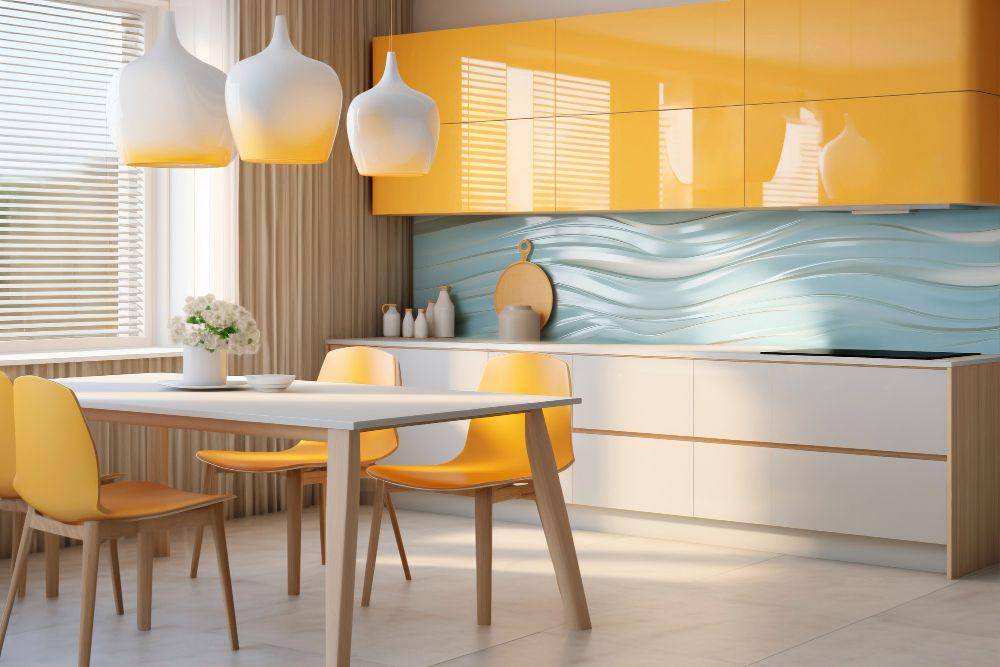 ilustrasi interior dapur dengan sentuhan warna kuning (freepik.com/freepik)