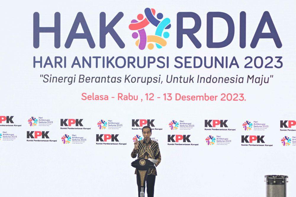 Peringatan Hari Antikorupsi Sedunia (Hakordia( 2023 pada 12 Desember 2023. (ANTARA FOTO/Sulthony Hasanuddin)