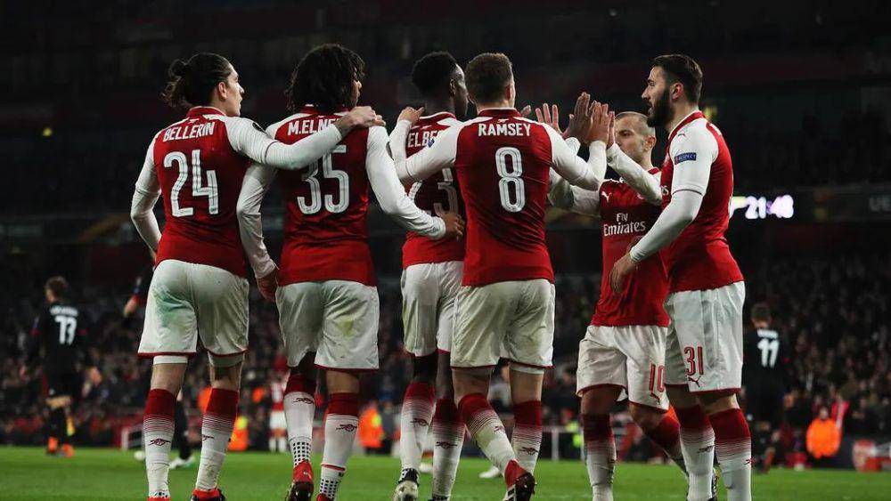 Arsenal menang 3-1 atas AC Milan di babak 16 besar Europa League 2017/2018. (arsenal.com)
