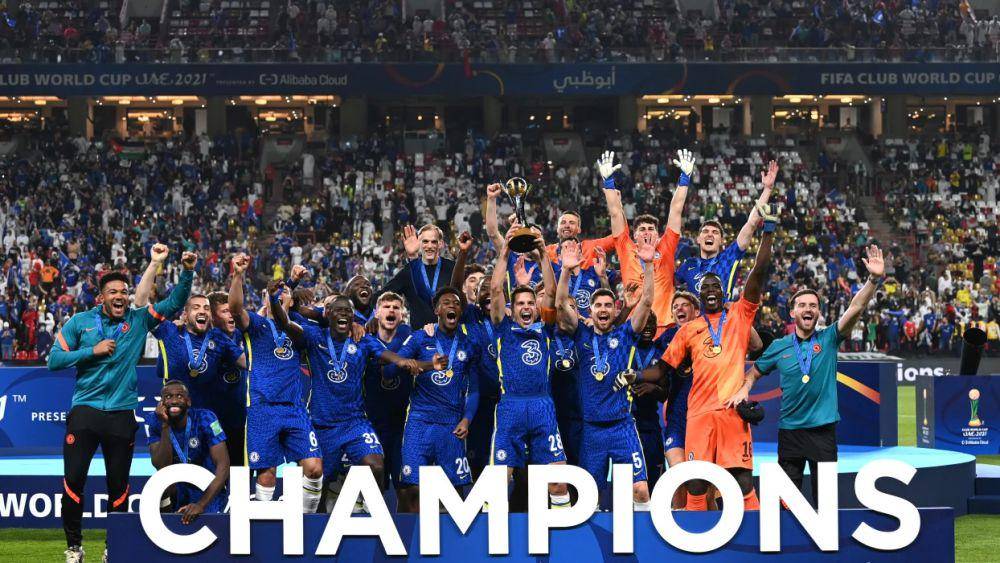 Selebrasi para pemain Chelsea setelah menjuarai Piala Dunia Antarklub 2021. (chelseafc.com)