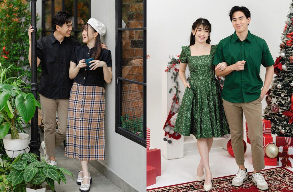 8 Ide Outfit Couple Bernuansa Natal ala Kenneth Santana dan Tere Lie