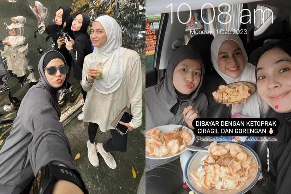 7 Potret Natasha Rizky, Dian Ayu, dan Nina Zatulini Olahraga Bareng