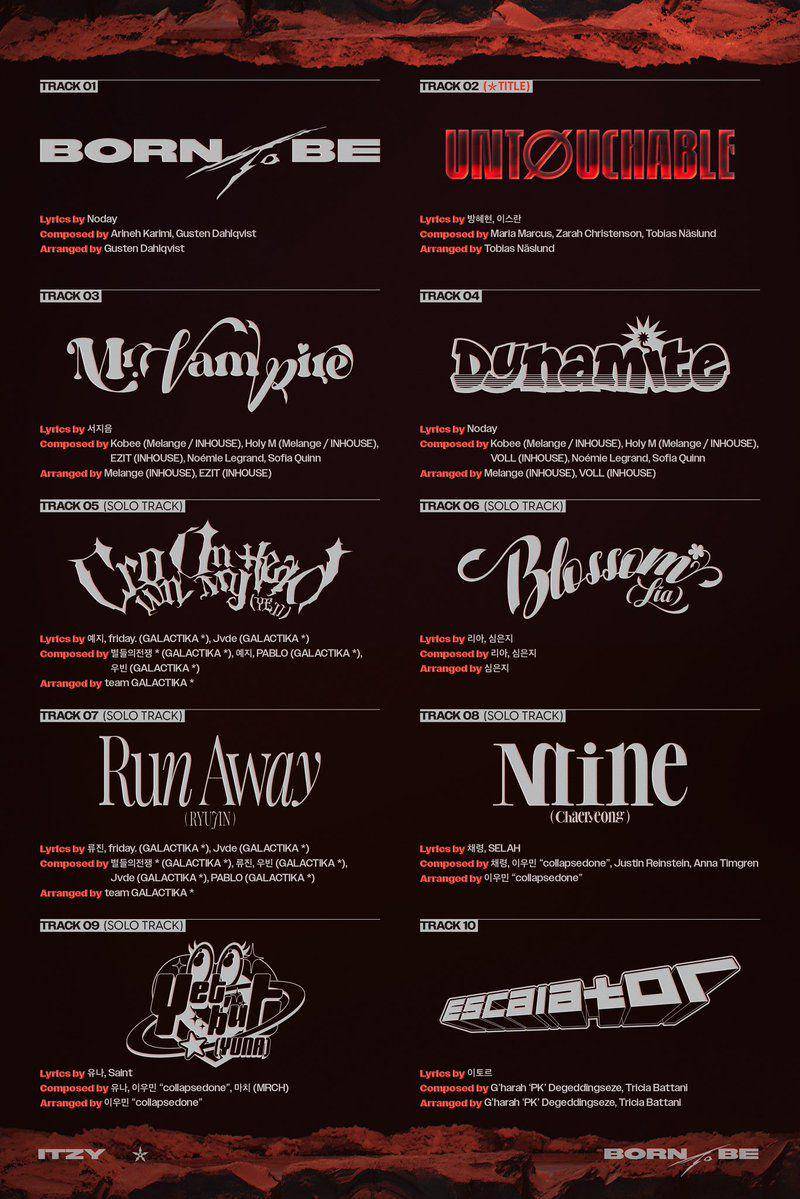 poster track list album BORN TO BE (twitter.com/ITZYofficial)