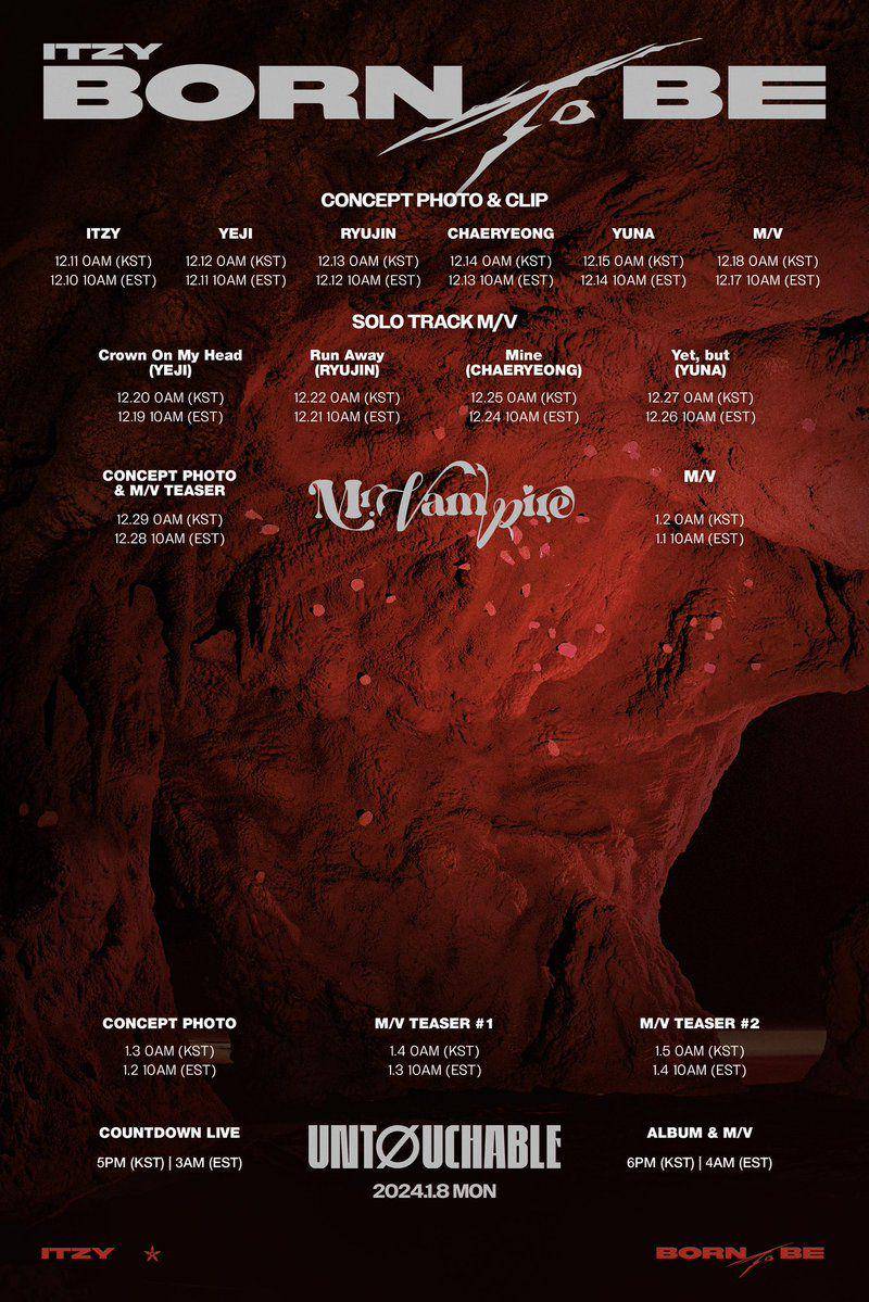 poster timeline perilisan album BORN TO BE (twitter.com/ITZYofficial)