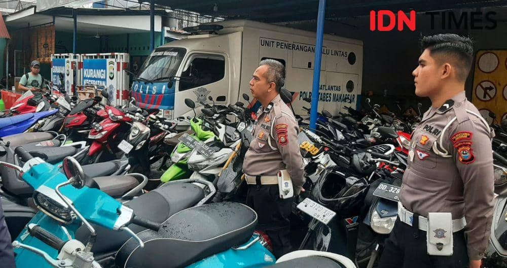 Sejumlah kendaraan yang disita oleh Polrestabes Makassar/Dahrul Amri Lobubun