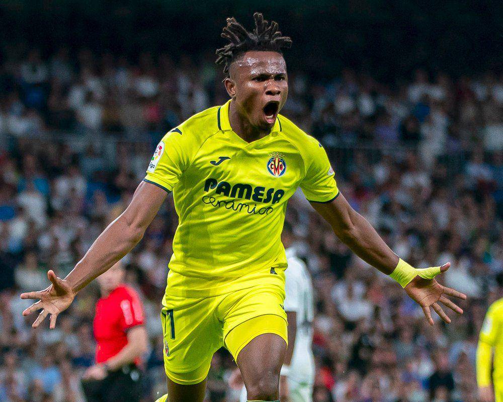 Samuel Chukwueze merayakan gol kemenangan Villarreal atas Real Madrid di LaLiga 2022/2023. (twitter.com/VillarrealCF)