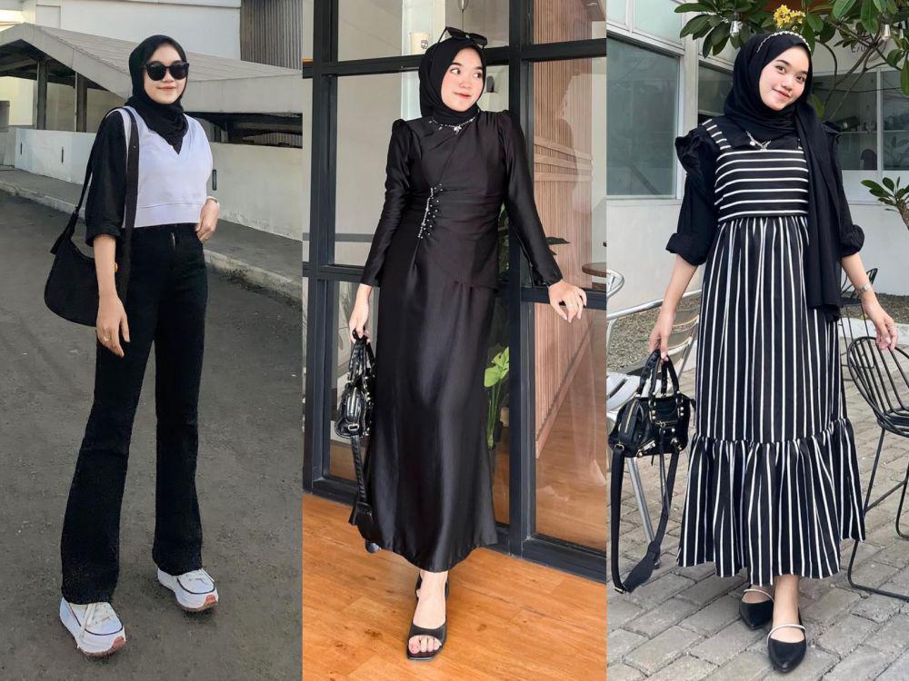 9 Inspirasi Hijab Style dengan Warna Hitam ala Deah Putri Aletha