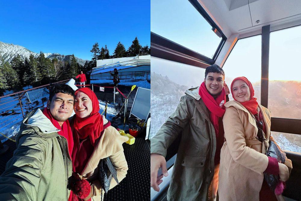 10 Momen Liburan Ridwan Ghany dan Istri ke Jepang, Naik Kereta Gantung