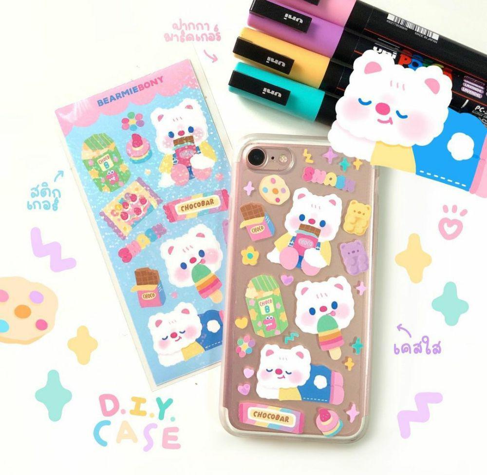ilustrasi case hp stiker (instagram.com/bearmiebony)