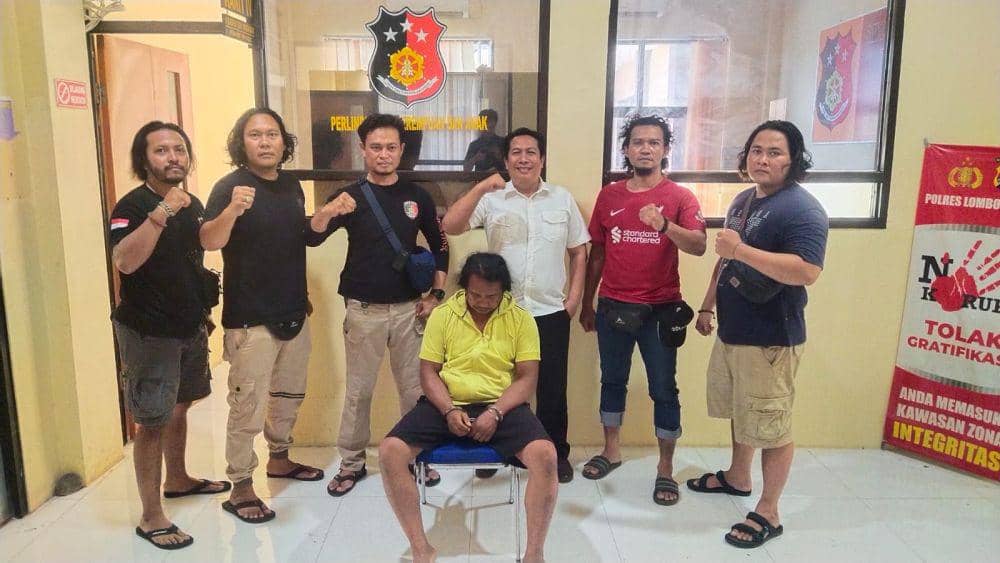 Terduga pelaku inisial S (41) diamankan Satreskrim Polres Lombok Utara. (dok. Polres KLU)