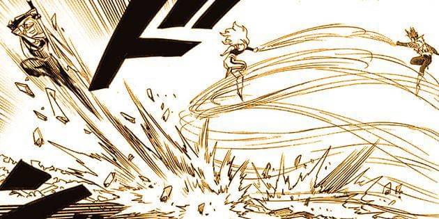 Flashy lolos dari jebakan kabel beracun ( Dok. tonarinoyj.jp/One Punch Man )